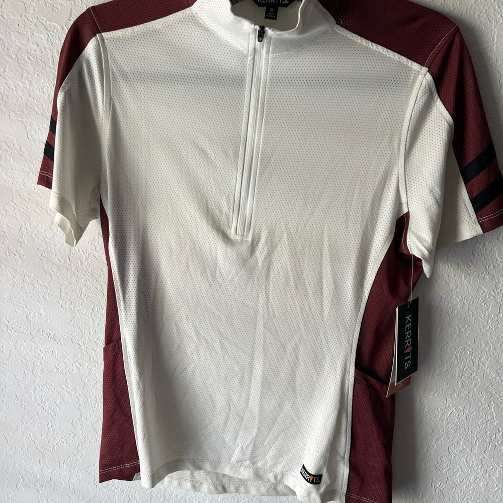 Kerrits White and Maroon horseback riding Jersey